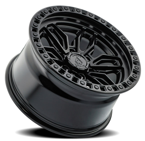 22x9.5 Arena Wheel Hustle Satin Black Center Glossy Black Lip 6x135 ET20 CB87.12