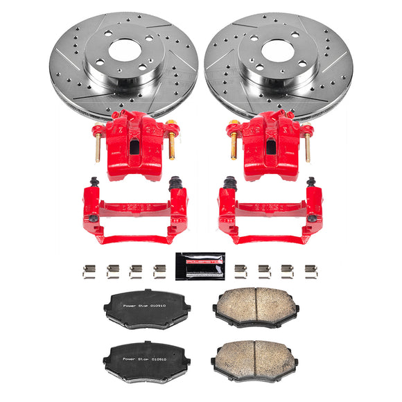 PowerStop Z23 Daily Driver Carbon-Fiber Ceramic Pads Drilled & Slotted Rotor & C
