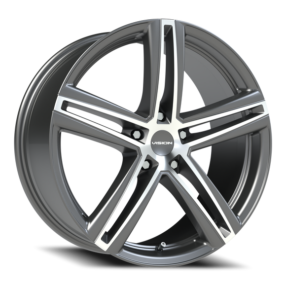 19x8.5 Vision Nitrous Gunmetal Machined Face 5x114.3 ET40 CB73.1 Wheel Rim