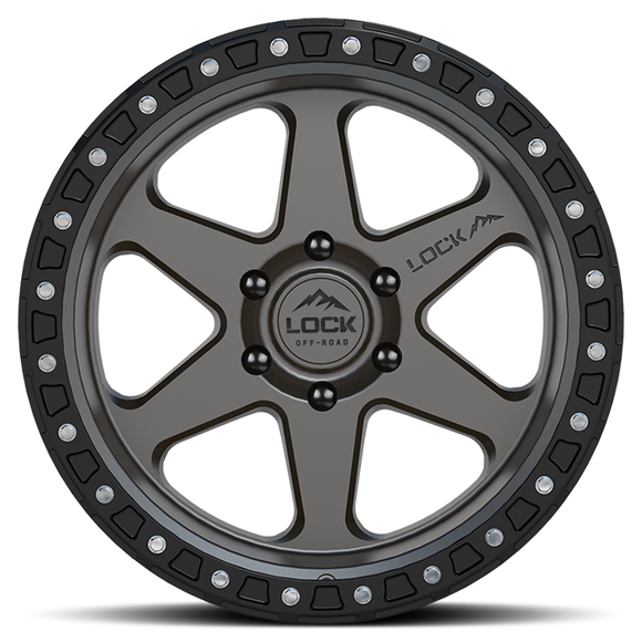 17x9 Lock Off-Road Olympus Matte Gray Black Ring 6x139.7 6x5.5 ET-35 Wheel