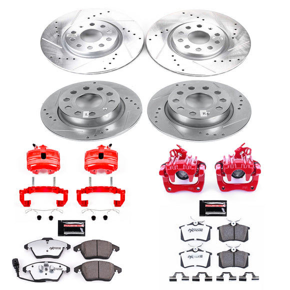 PowerStop Z26 Street Performance Ceramic Brake Pad, Drilled Slotted Rotor, and C