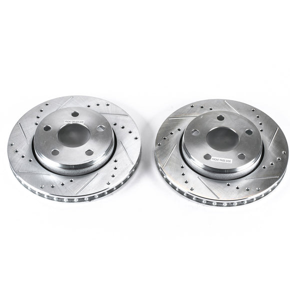 PowerStop Evolution Drilled Slotted Rotors Pair Front For Jeep Wrangler