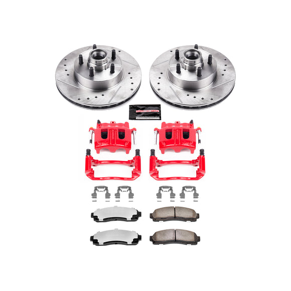 PowerStop Z36 Truck and SUV Ceramic Brake Pad, Drilled & Slotted Rotor, and Cali
