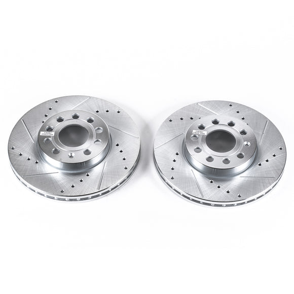 PowerStop Evolution Drilled Slotted Rotors Pair Front For Volkswagen Jetta