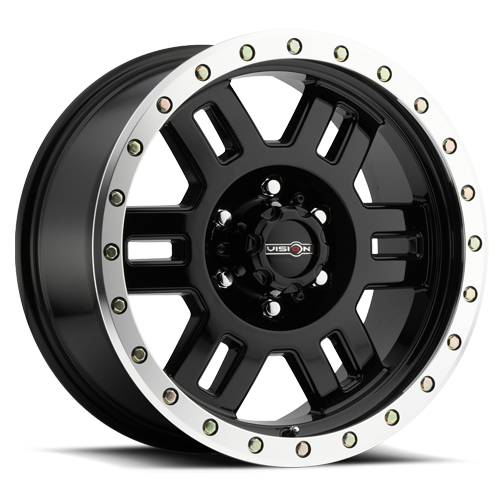 18x9 Vision 398 Manx Gloss Black Machined Lip Wheel 8x180 ET0 CB124.2