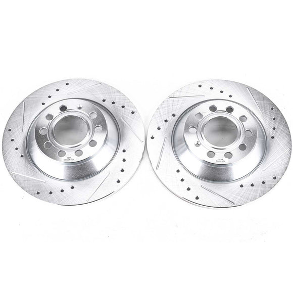 PowerStop Evolution Drilled Slotted Rotors Pair Rear For Audi A6 Quattro