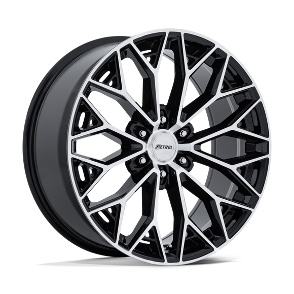 22x9.5 Petrol PE006 P5E Gloss Black With Machined Face 6x135 ET30 CB87.1 Wheel