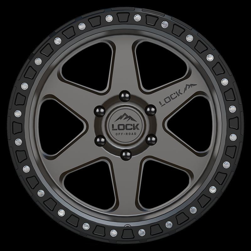 20x9 Lock Off-Road Olympus Matte Gray Black Ring 6x139.7 6x5.5 ET0 Wheel