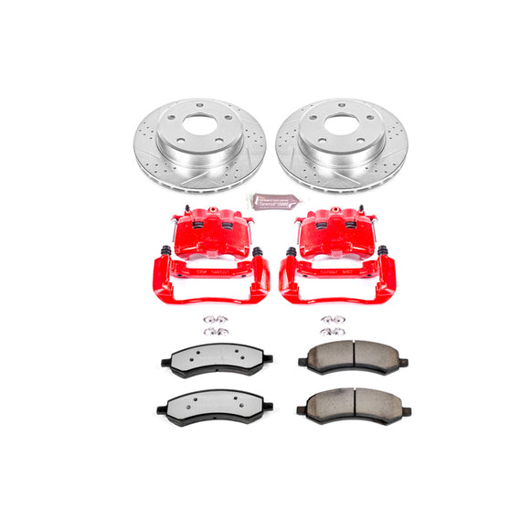 PowerStop Z36 Truck and SUV Ceramic Brake Pad, Drilled & Slotted Rotor, and Cali