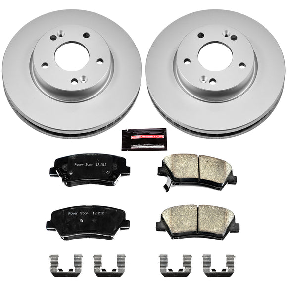 PowerStop Genuine Geomet Coated Rotor and Low-Dust Ceramic Brake Pad Kit