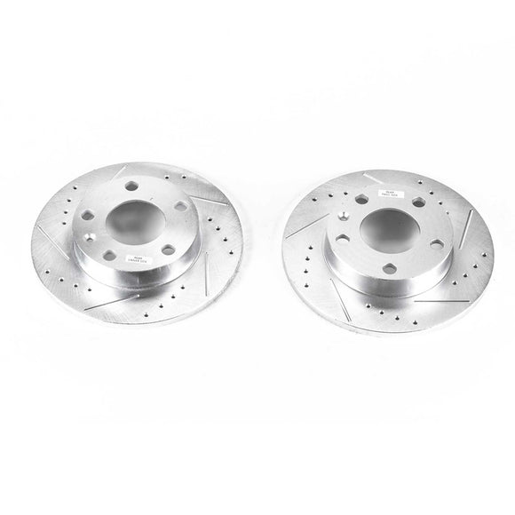 PowerStop Evolution Drilled Slotted Rotors Pair Rear For Audi A4 Quattro