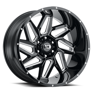 22x10 Vision 361 Spyder Gloss Black Milled Spoke Wheel 5x139.7 ET-19 CB108