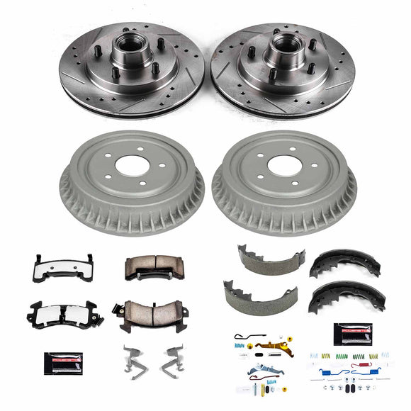 PowerStop Z36 Ceramic Brake Pads with Drilled Slotted Rotors and Drum Shoe Kit