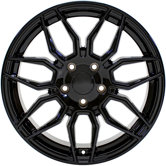 18" Replica Wheel CV03C Fits Chevrolet C7 Corvette 18x8.5 Gloss Black Wheel