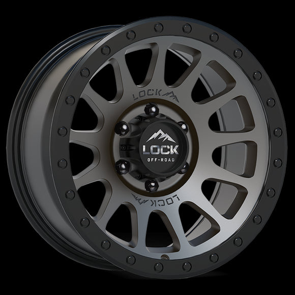20x9 Lock Off-Road Yosemite Matte Gray Black Ring 6x139.7 6x5.5 ET18 Wheel