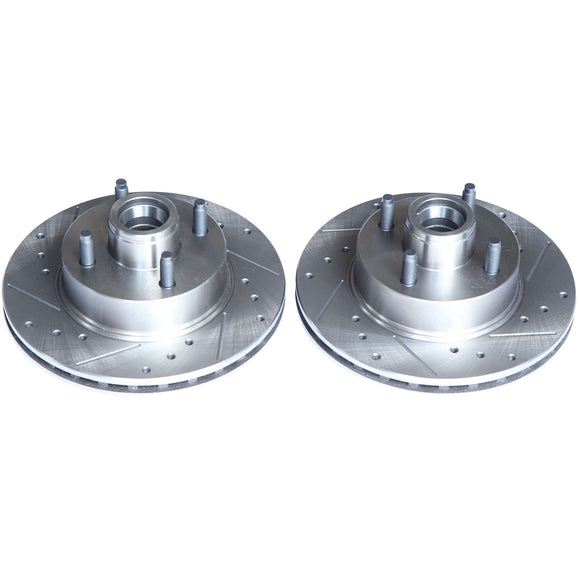 PowerStop Evolution Drilled And Slotted Rotors Pair Front For Ford Mustang