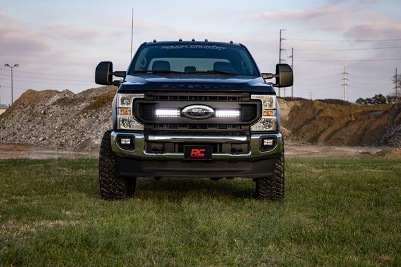 Rough Country LED Light Kit Grille Mount 10" Black For Ford Super Duty 20-21
