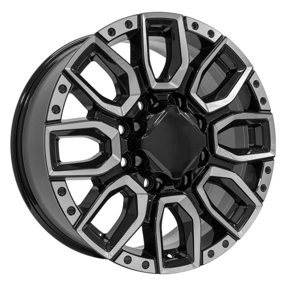 20" Replica CV97A fits GMC Sierra 2500/3500 20x8.5 Black with Milled Edge