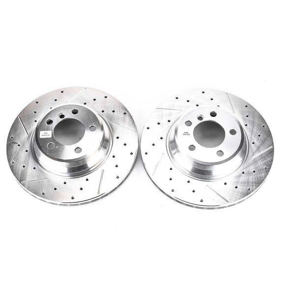 PowerStop Evolution Drilled Slotted Rotors Pair Front For BMW 745i