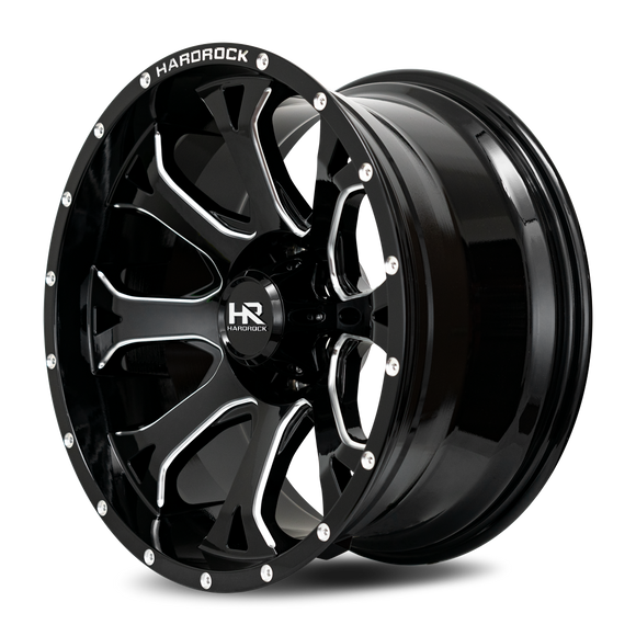 20x12 Hardrock BloodShot Xposed Gloss Black Milled 6x135 ET-44 wheel/rim
