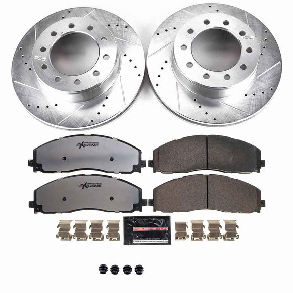 PowerStop Z36 Carbon-Fiber Ceramic Brake Pad with Drilled and Slotted Rotor Kit