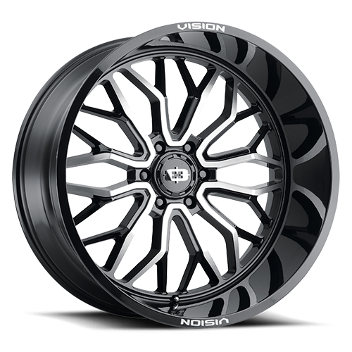 Vision 402 Riot Gloss Black Machined Face 24X12 6x5.5 6x139.7 ET-51 Wheel
