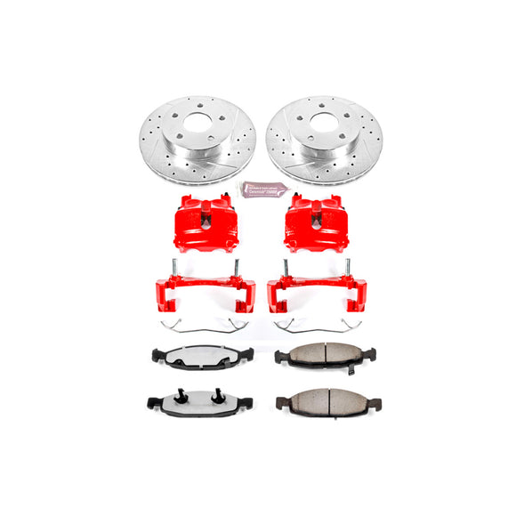 PowerStop Z36 Truck and SUV Ceramic Brake Pad, Drilled & Slotted Rotor, and Cali