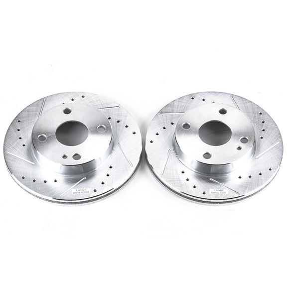 PowerStop Evolution Drilled Slotted Rotors Pair Front For Mazda Miata