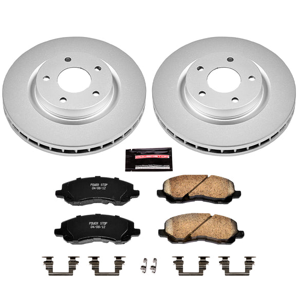 PowerStop Genuine Geomet Coated Rotor and Low-Dust Ceramic Brake Pad Kit