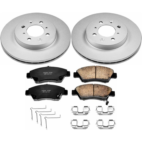 PowerStop Genuine Geomet Coated Rotor and Low-Dust Ceramic Brake Pad Kit