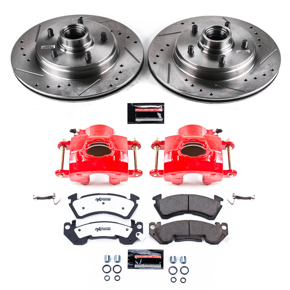 PowerStop Z26 Street Performance Ceramic Brake Pad, Drilled Slotted Rotor, and C