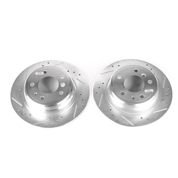 PowerStop Evolution Drilled Slotted Rotors Pair Rear For BMW 535i