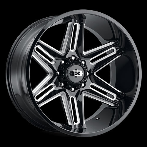 24x12 Vision 363 Razor Gloss Black Milled Spoke 8x180 ET-51 Wheel Rim