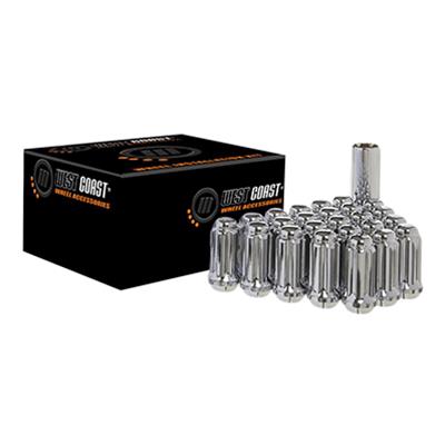 9/16" Bulge Acorn Spline Lug Nuts 1.9" 32 Piece Install Kit Chrome