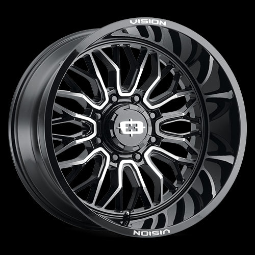 Vision 402 Riot Gloss Black Machined Face 20X12 8x6.5 8x165.1 ET-51 Wheel