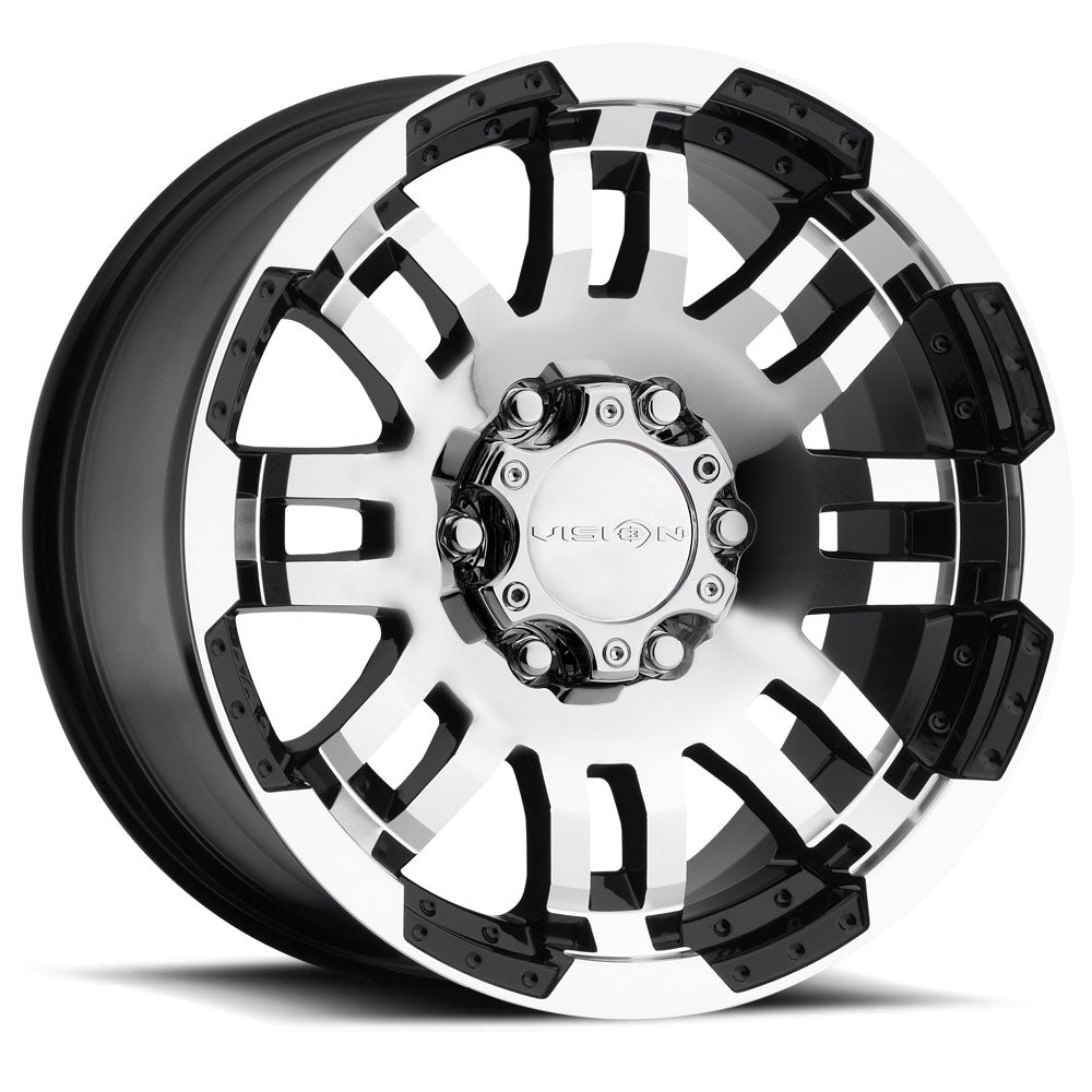 16x8 Vision 375 Warrior Black Machined Face 6x114.3 6x4.5 ET12 Wheel Rim - 0