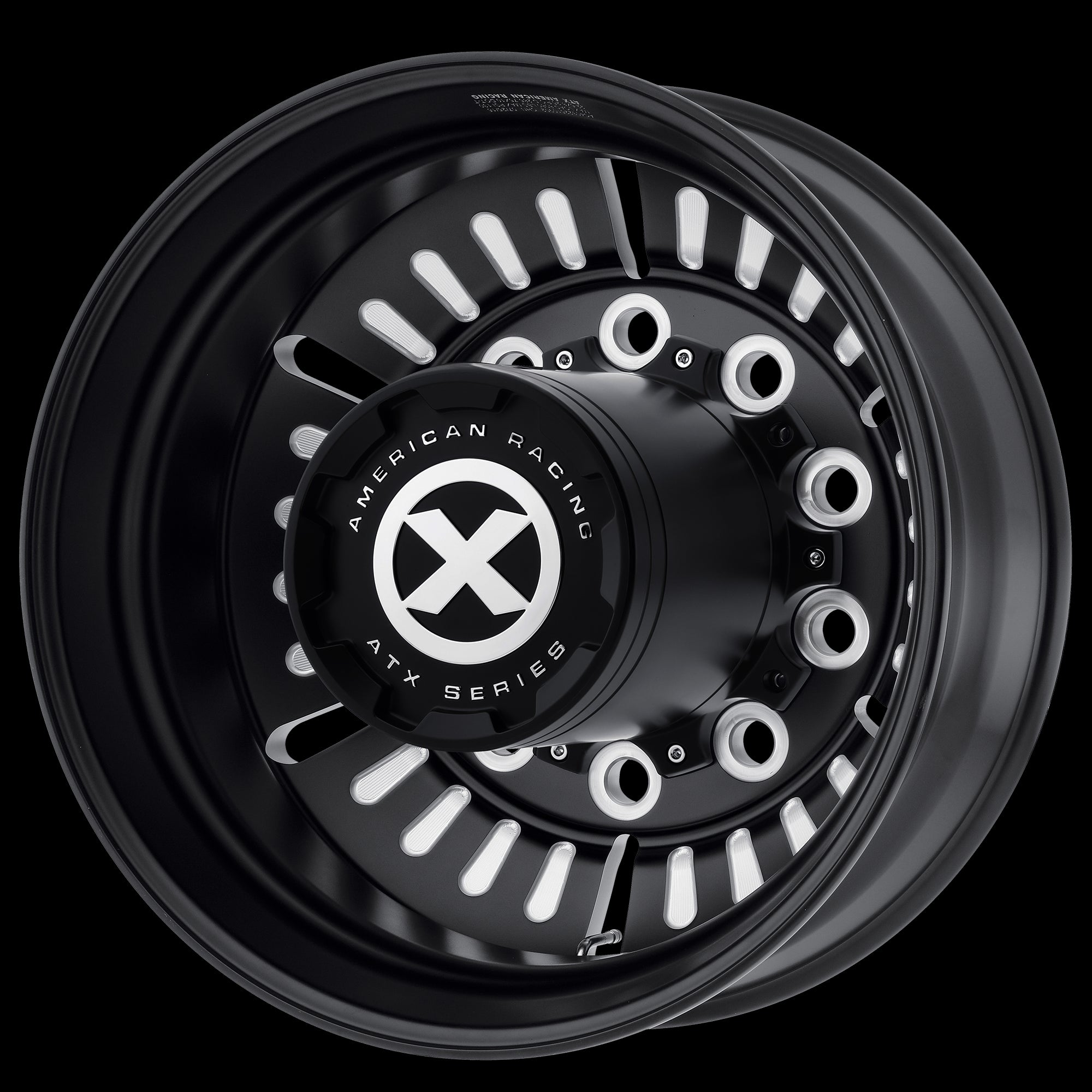 24.5X8.25 American Racing ATX AO403 ROULETTE Black 10X285.75 ET-168 wheel