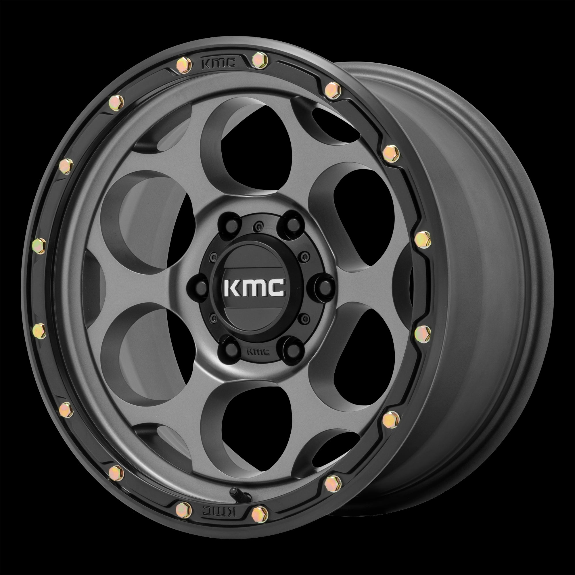 18X8.5 KMC KM541 DIRTY HARRY Satin Gray With Black Lip 5X127 ET0 wheel/rim