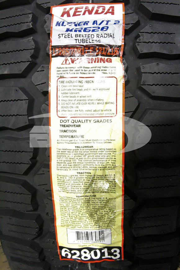 265/70R17 Kenda Klever AT2 KR628 121/118S RBL E 265 70 17 2657017