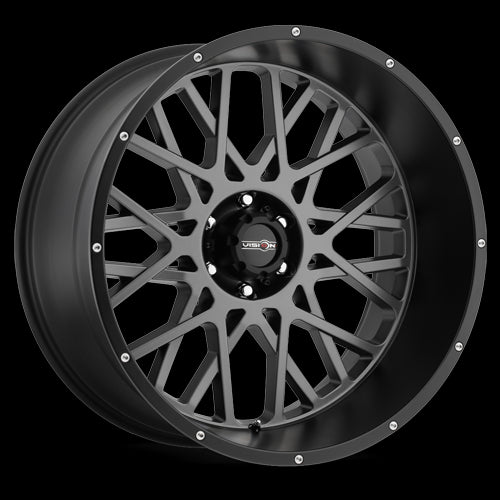 22x12 Vision 412 Rocker Anthracite with Black 5x127 5x5 ET-51 Wheel Rim