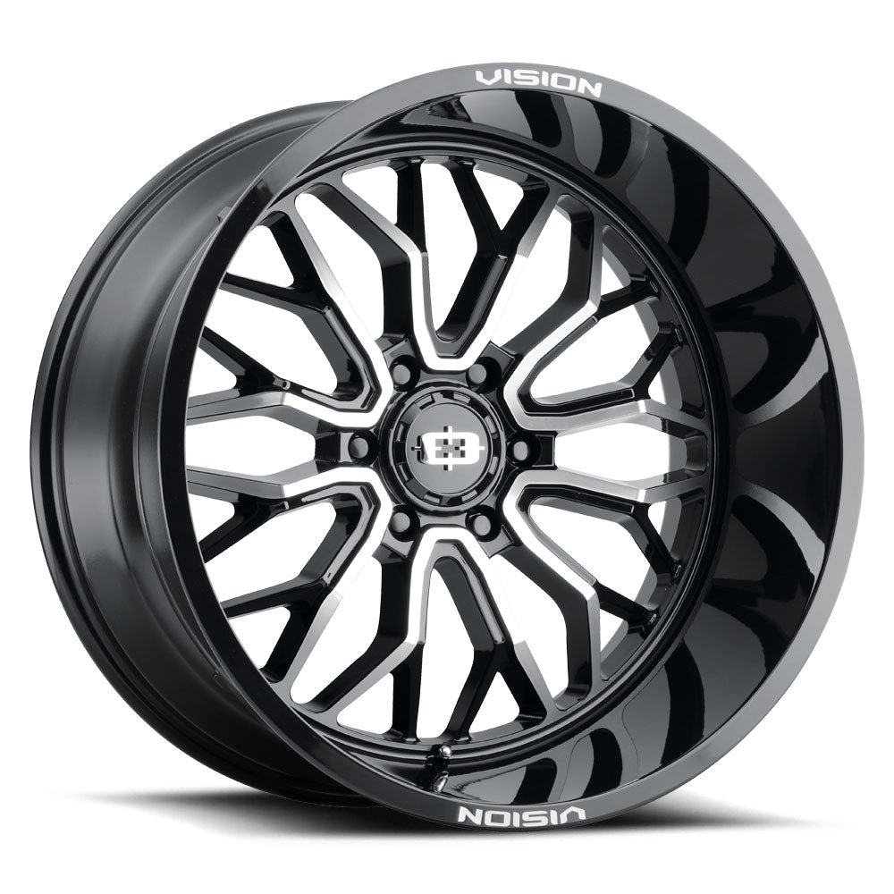 Vision 402 Riot Gloss Black Machined Face 22X12 8x6.5 8x165.1 ET-51 Wheel - 0