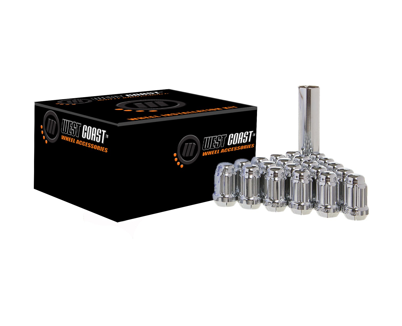 14X1.5 Bulge Acorn Spline Lug Nuts 1.38" 20 Piece Install Kit Chrome