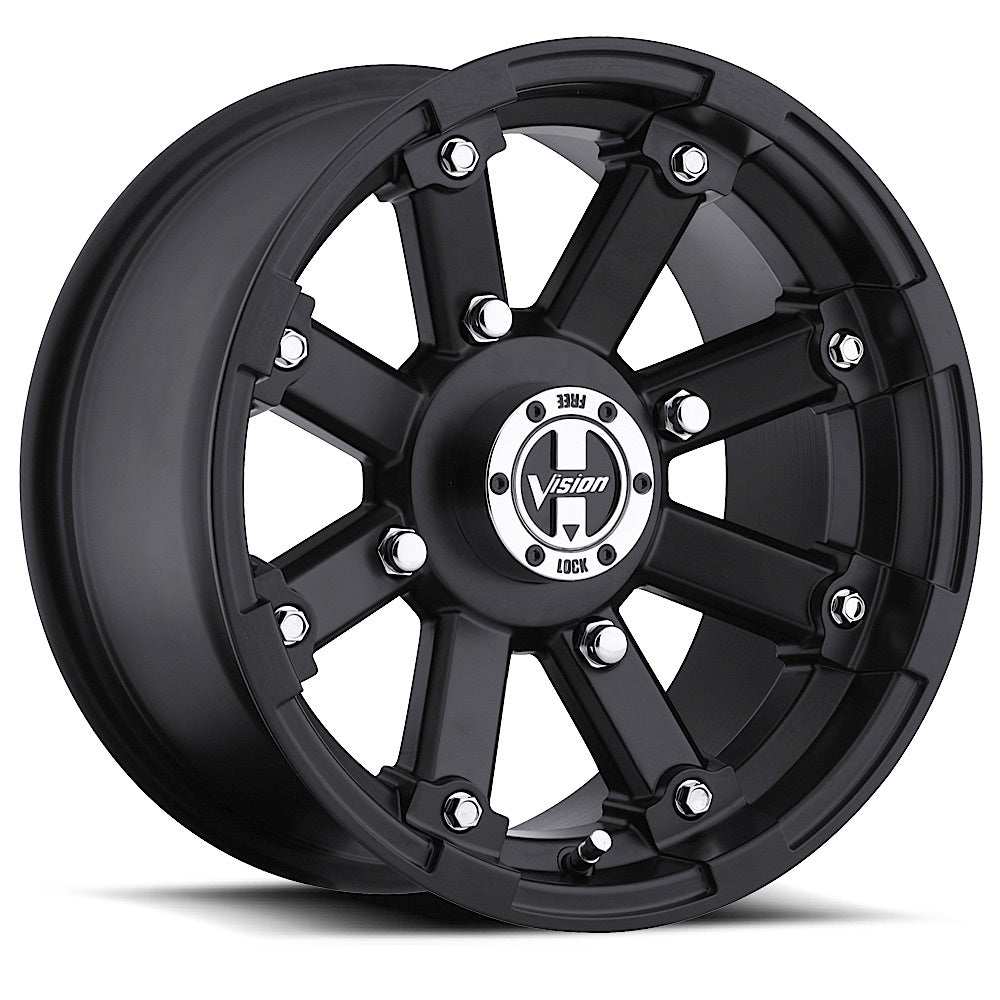 12x8 Vision 393 Lockout Matte Black 4x110 ET-61 Wheel Rim - 0