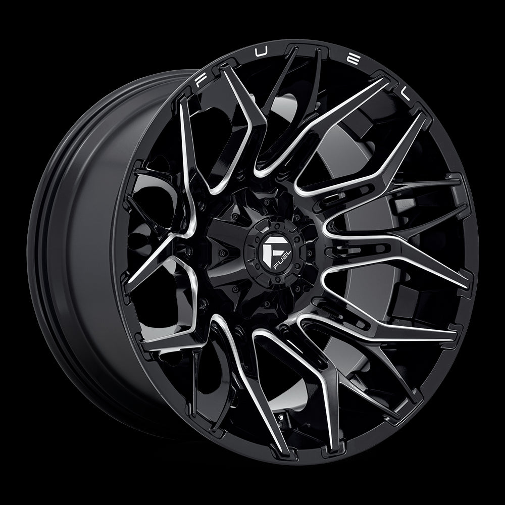 22X12 Fuel D769 TWITCH Glossy Black Milled 8X165.1 ET-44 wheel/rim