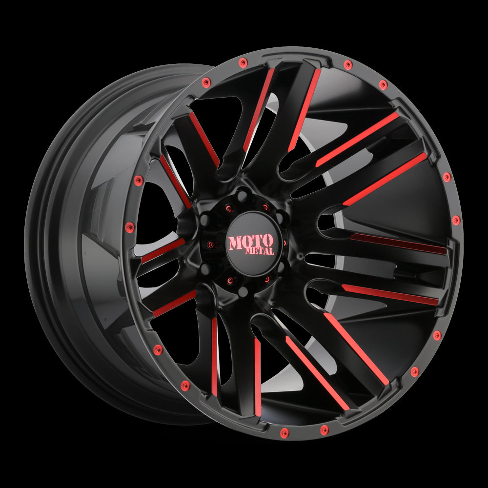 20X10 Moto Metal Razor Satin Black Red Wheel/Rim 6x135 20-10 6-135 ET-24