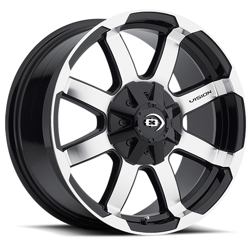 16x8 Vision 413 Valor Black Machined Face 6x139.7 6x5.5 ET0 Wheel Rim