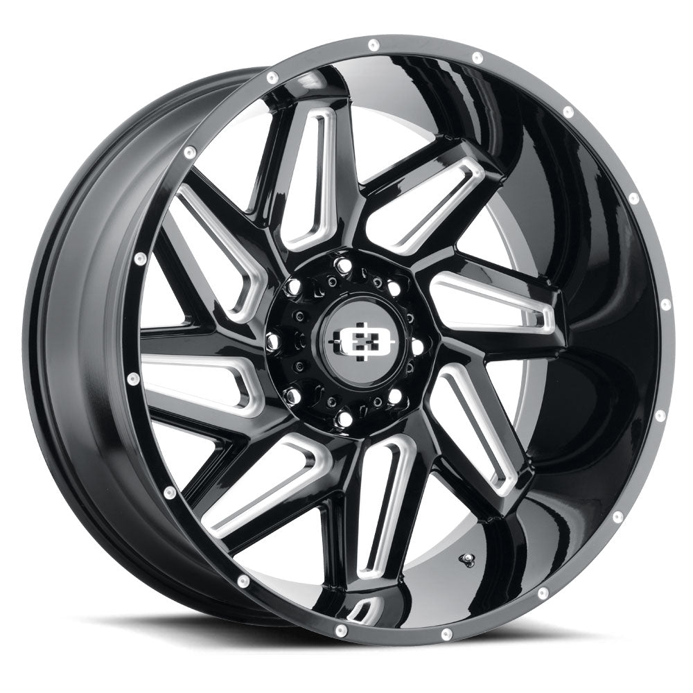 24x12 Vision 361 Spyder Black Milled Spoke 8x165.1 8x6.5 ET-51 Wheel Rim - 0