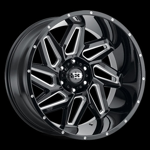 24x12 Vision 361 Spyder Black Milled Spoke 5x139.7 5x5.5 ET-51 Wheel Rim