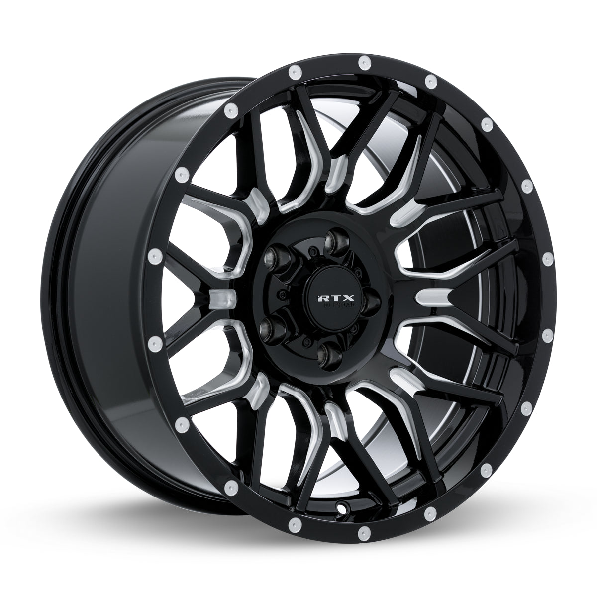 20x10 RTX Claw Gloss Black Milled with Rivets 8x170 ET-18 wheel/rim