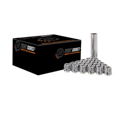 12X1.5 Open Bulge Acorn Spline Lug Nuts 0.85" 24 Piece Install Kit Chrome